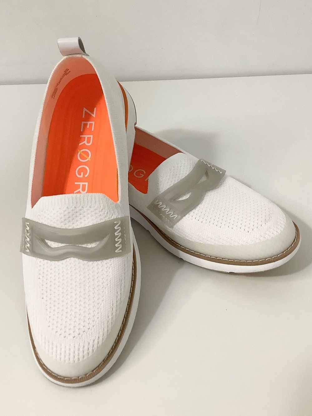 Cole Haan ZeroGrand Stitchlite White Knit Slip-On Loafer, Women’s Sz.9